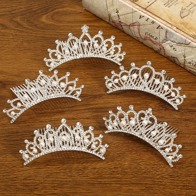 European & American Girls' Rhinestone Pearl Crown Hair Accessory - Image 7
