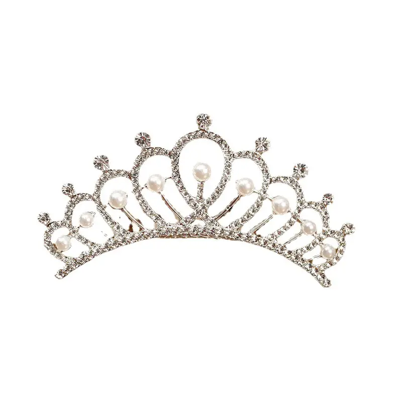 European & American Girls' Rhinestone Pearl Crown Hair Accessory - Image 10