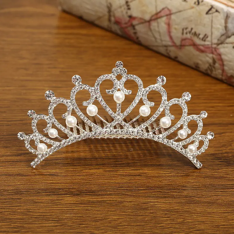 European & American Girls' Rhinestone Pearl Crown Hair Accessory - Image 4