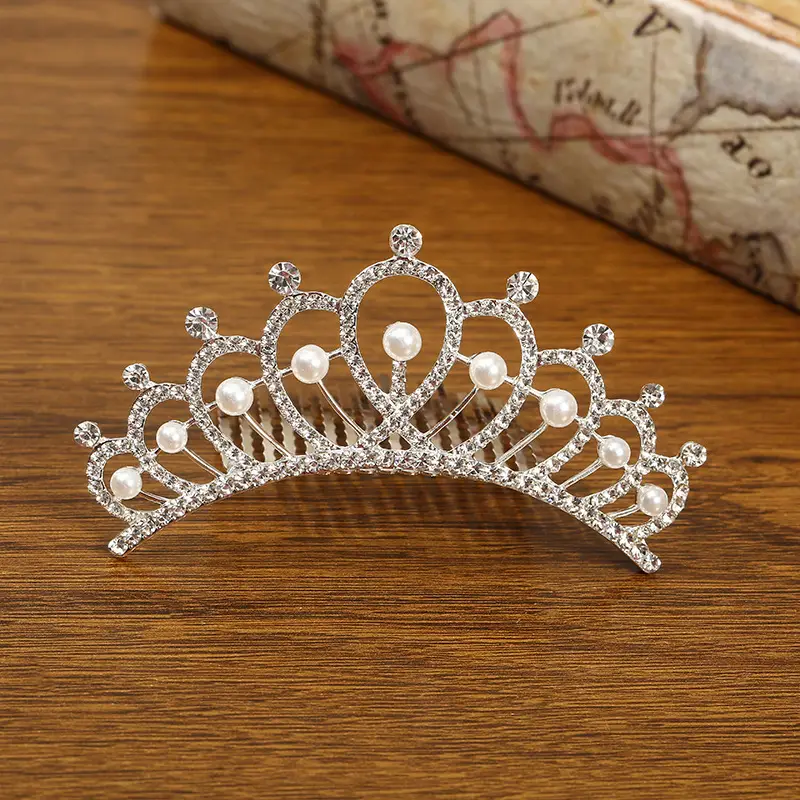 European & American Girls' Rhinestone Pearl Crown Hair Accessory - Image 5