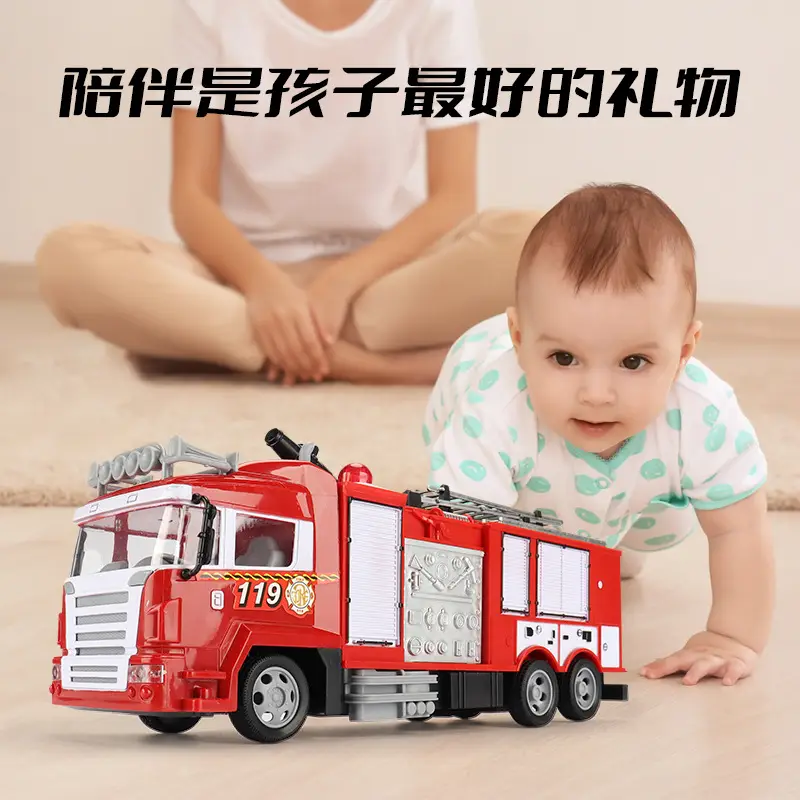 Cross-border hot sale children's remote control electric fire truck one-button water spray sound and light toy car Boy's remote control toy