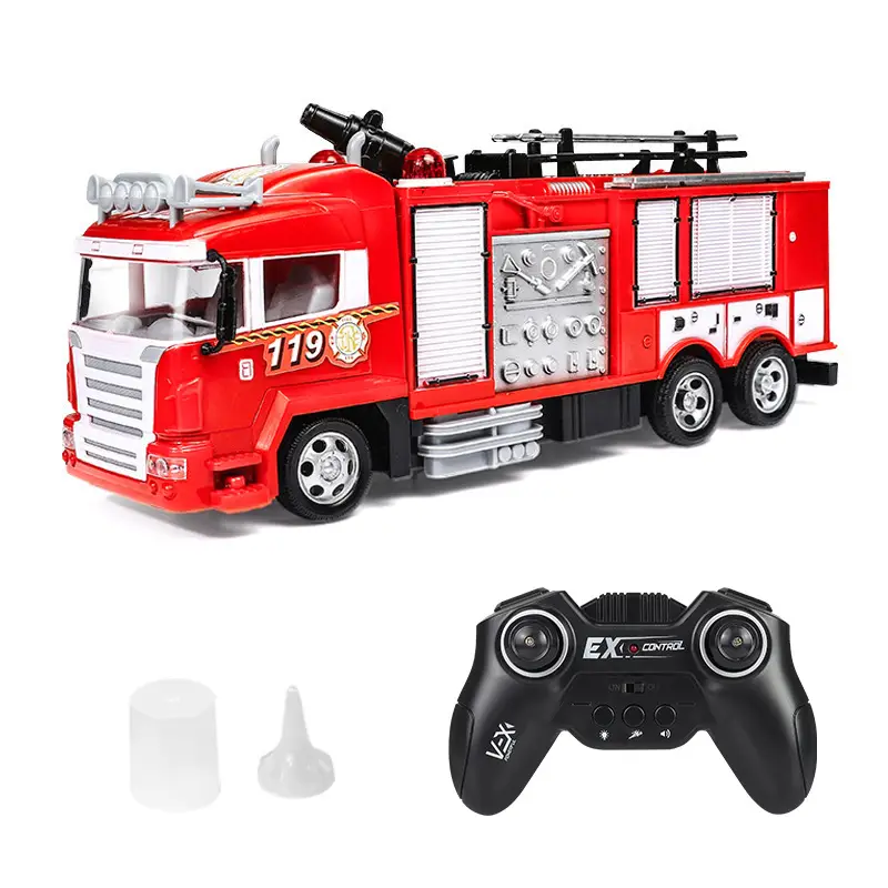 Cross-border hot sale children's remote control electric fire truck one-button water spray sound and light toy car Boy's remote control toy