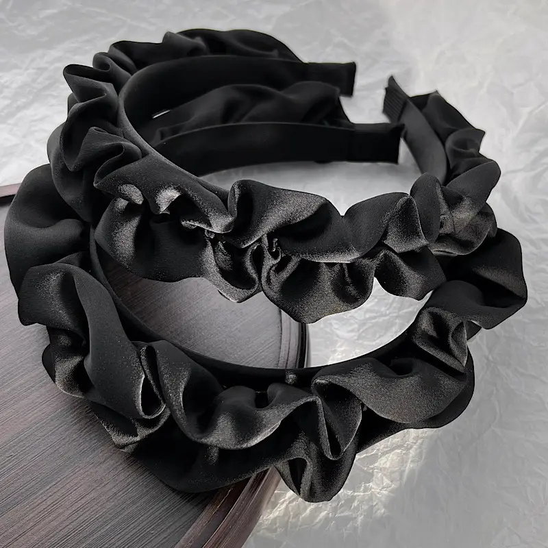 Black Pleated Wide-Brimmed Headband for Women — feature 6