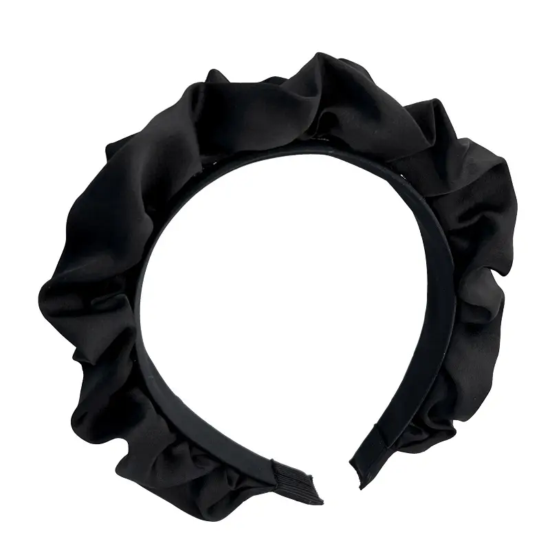 Black Pleated Wide-Brimmed Headband for Women — feature 4