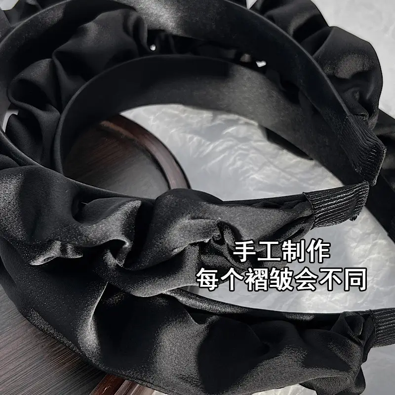 Black Pleated Wide-Brimmed Headband for Women — feature 7