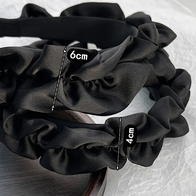 Black Pleated Wide-Brimmed Headband for Women — feature 8