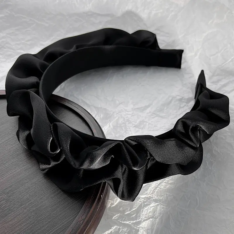 Black Pleated Wide-Brimmed Headband for Women — feature 10
