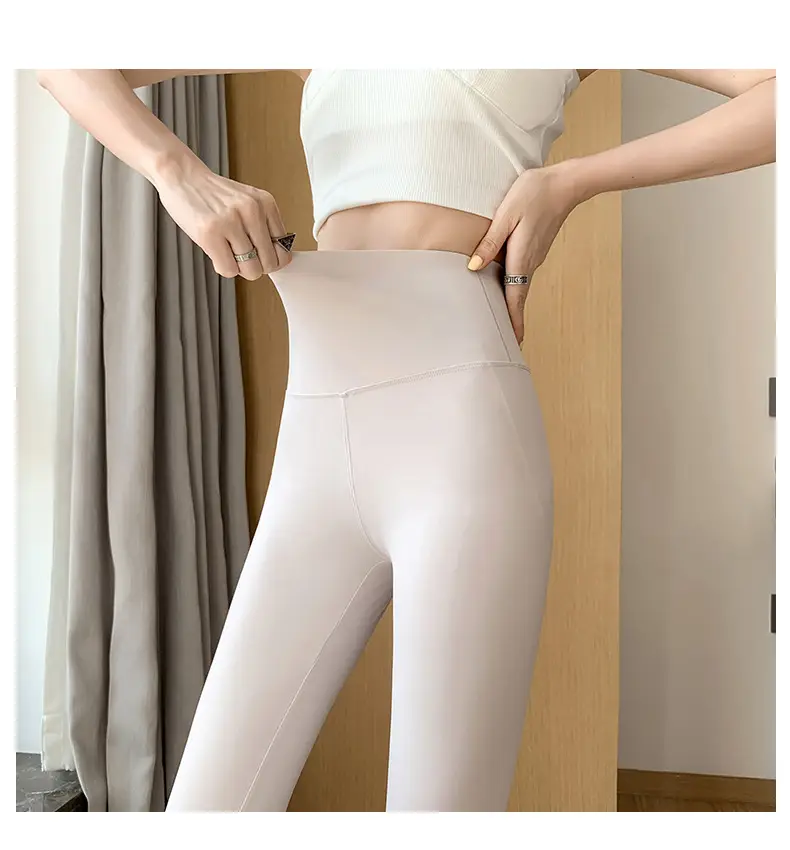 Khaki Shark Pants Thin High Waist Slim Leggings — feature 20