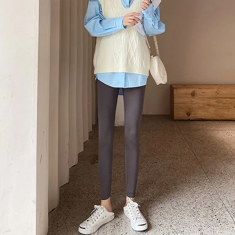 Khaki Shark Pants Thin High Waist Slim Leggings - Image 6
