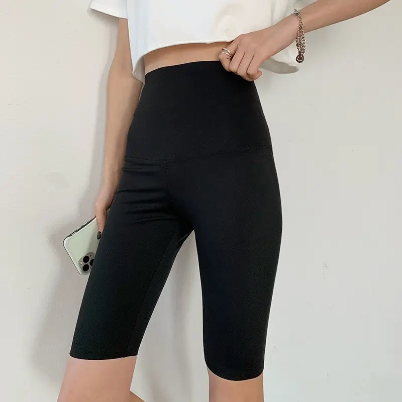 Khaki Shark Pants Thin High Waist Slim Leggings - Image 7