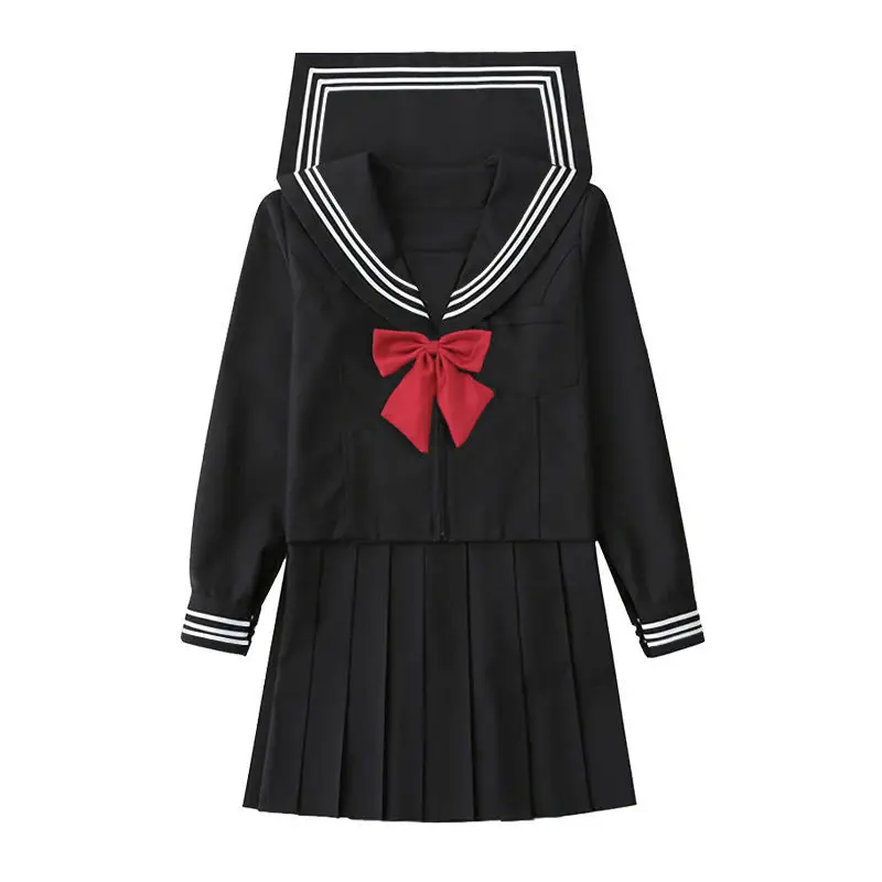 Black Pleated Skirt Sailor Suit Basic Uniform