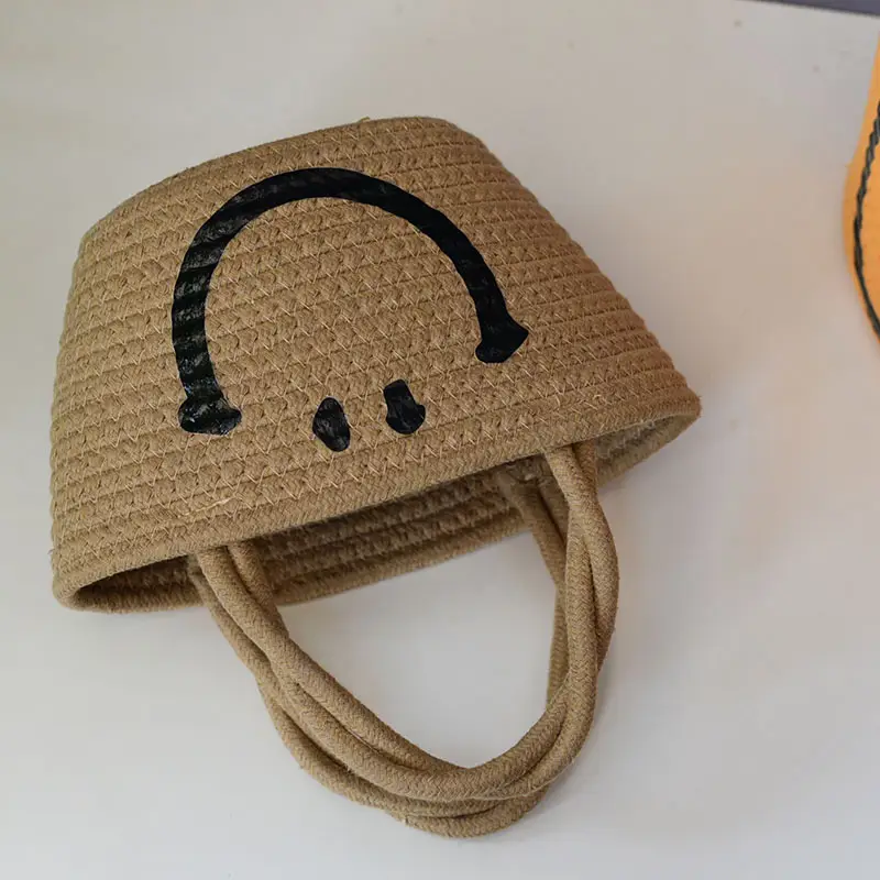 Trendy Cartoon Straw Shoulder Bag Orange Beige — feature 10