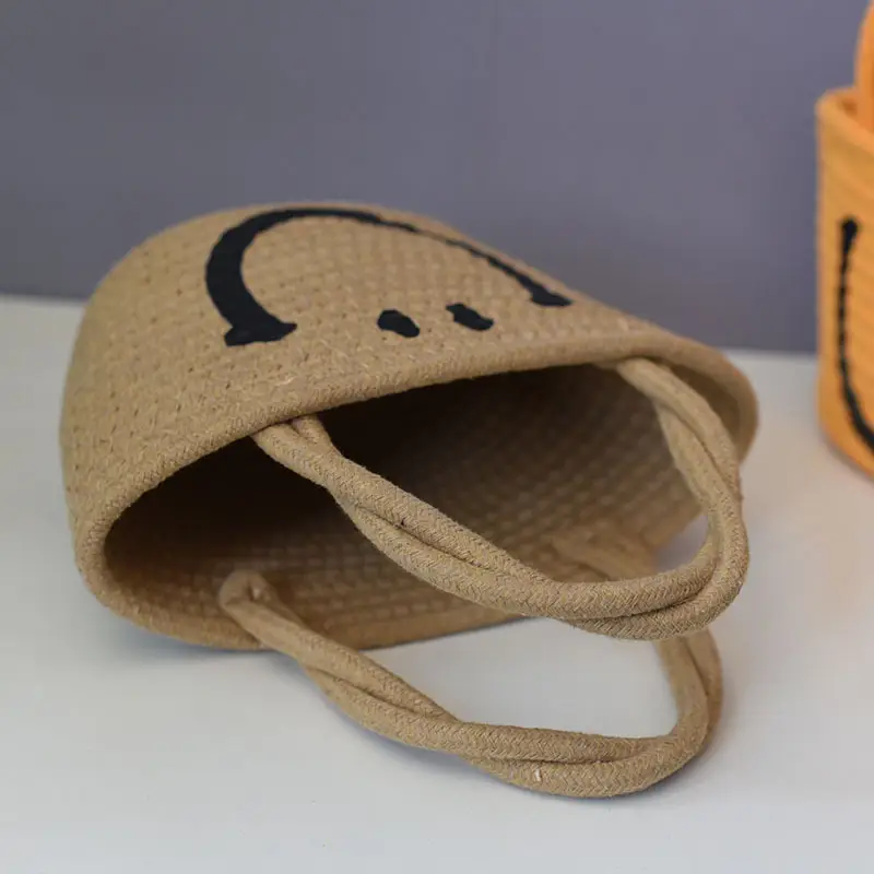 Trendy Cartoon Straw Shoulder Bag Orange Beige — feature 11