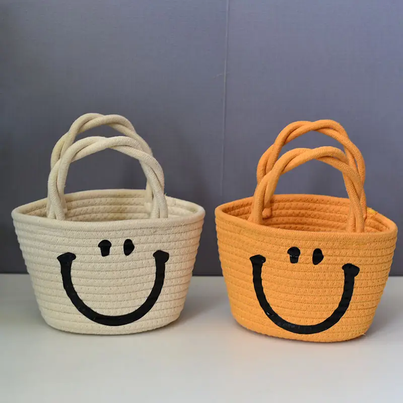 Trendy Cartoon Straw Shoulder Bag Orange Beige — feature 2
