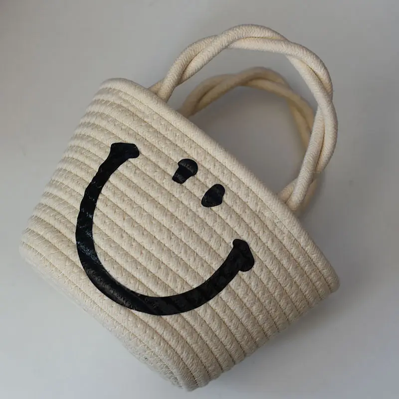 Trendy Cartoon Straw Shoulder Bag Orange Beige — feature 6
