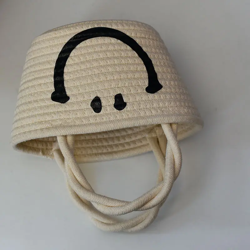 Trendy Cartoon Straw Shoulder Bag Orange Beige — feature 7