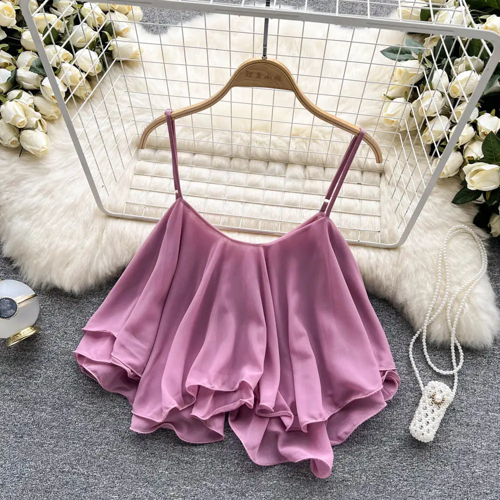 White Ruffled Camisole Vests 2022 Summer Loose Sleeveless - Image 2