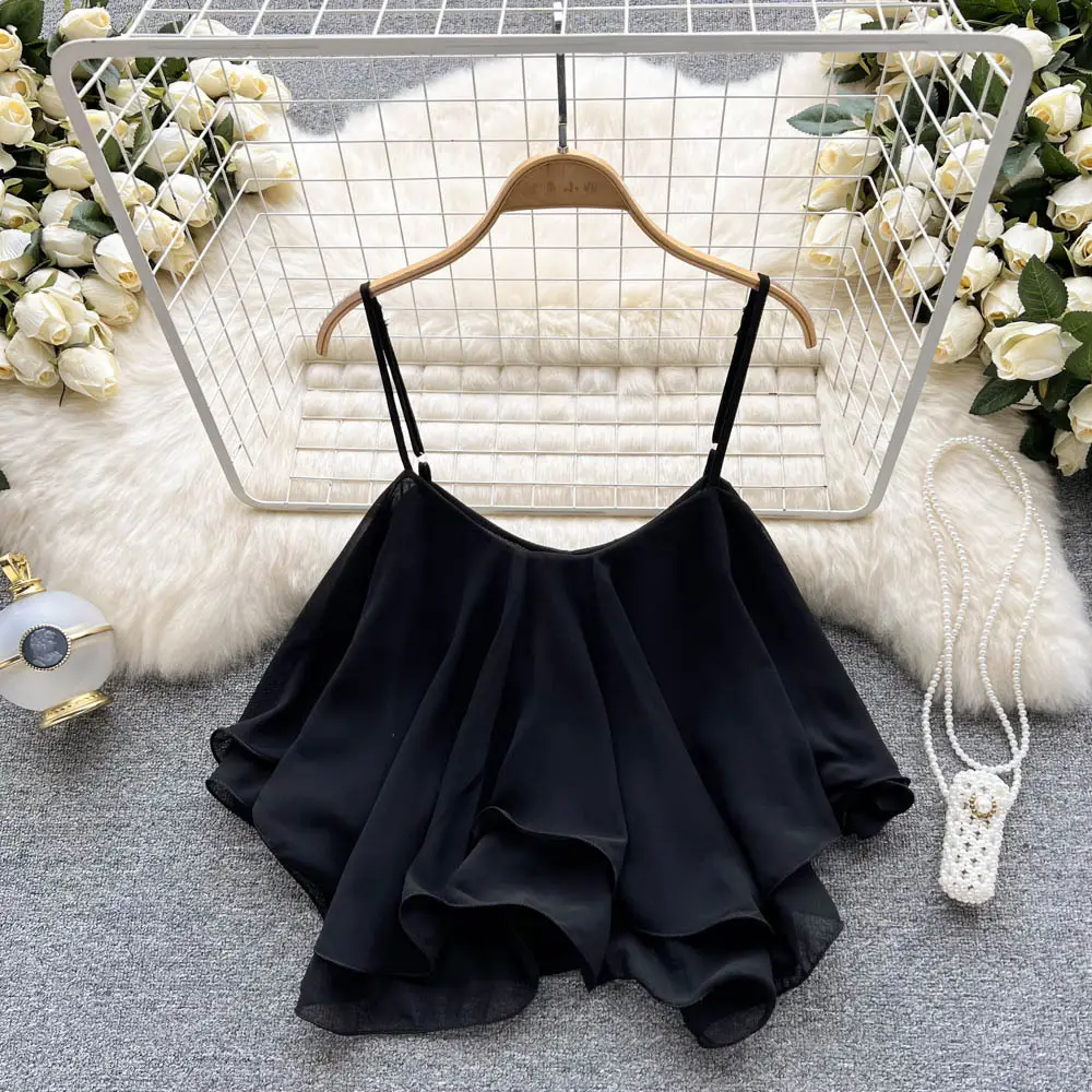 White Ruffled Camisole Vests 2022 Summer Loose Sleeveless - Image 4