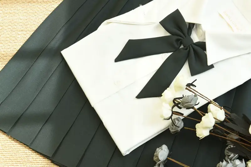 Navy Blue Box Pleated A-Line Skirt — feature 62