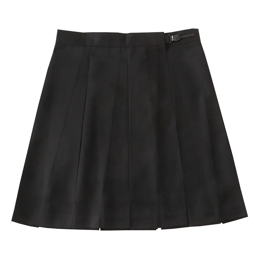 Navy Blue Box Pleated A-Line Skirt - Image 7