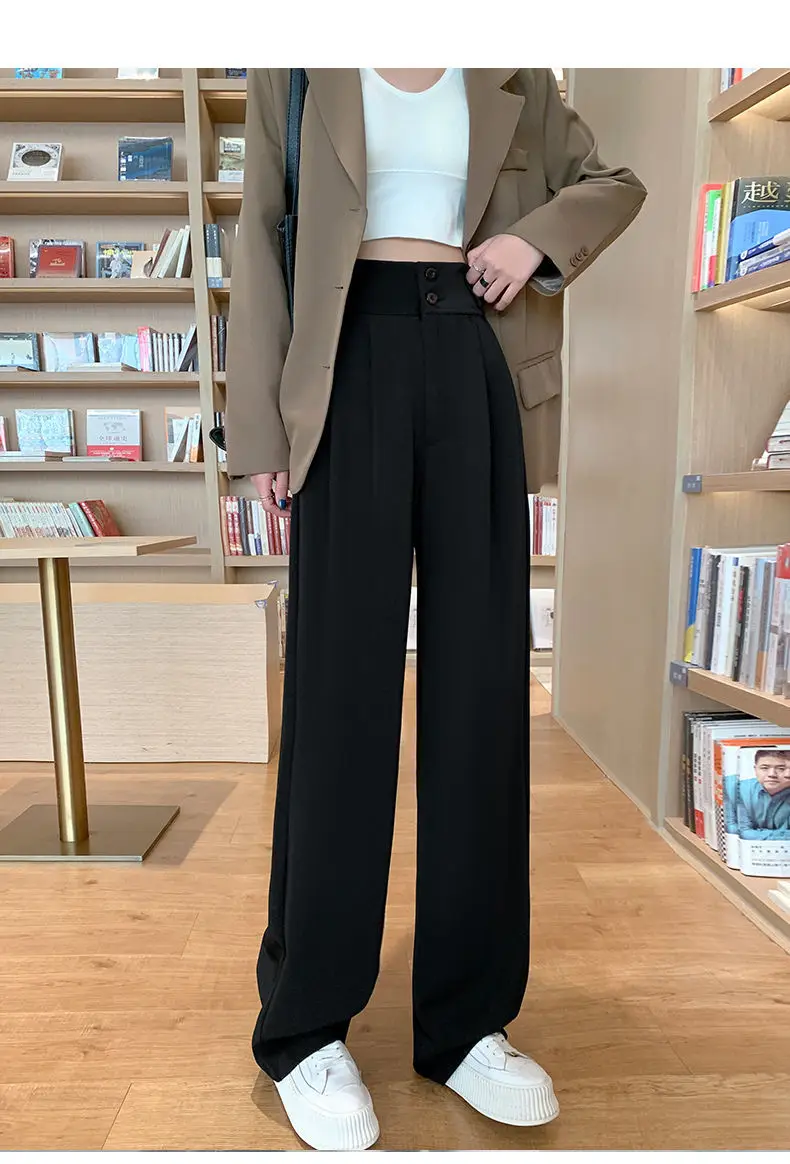 Women Wide Leg Pants High Waist Brown Casual Summer - Image 3