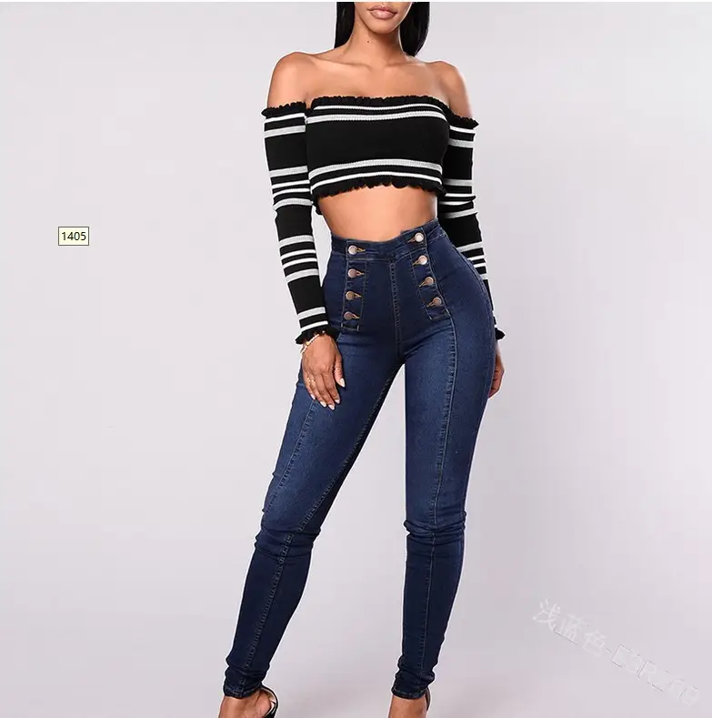 2022 Slim Fit High Waist Casual Jeans with Lace Up Front - Image 5
