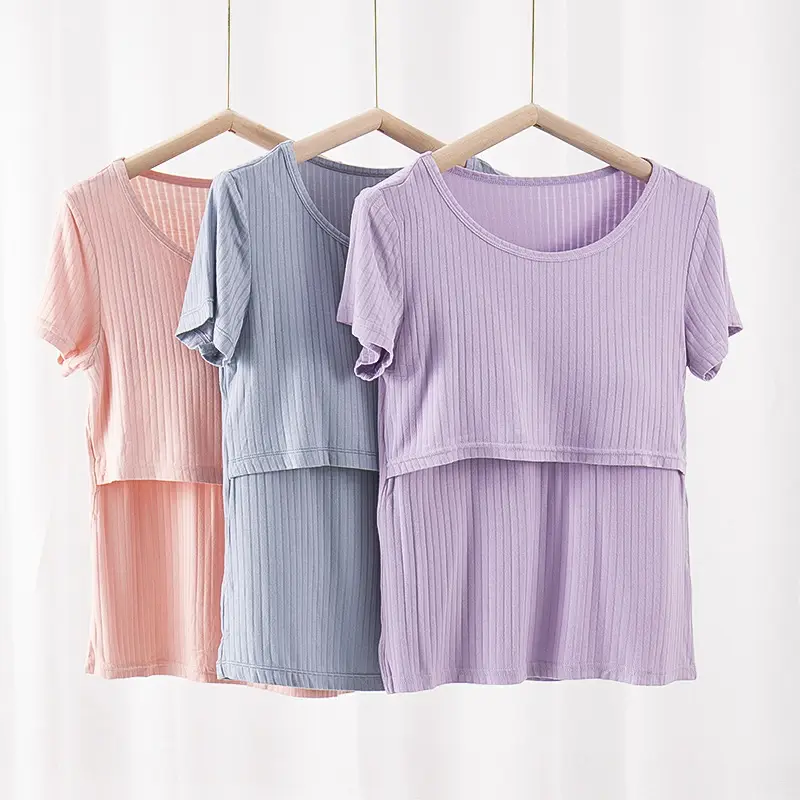 Pink Maternity T-Shirt with Breast Pads, Bra-Free, Breathable - Image 11