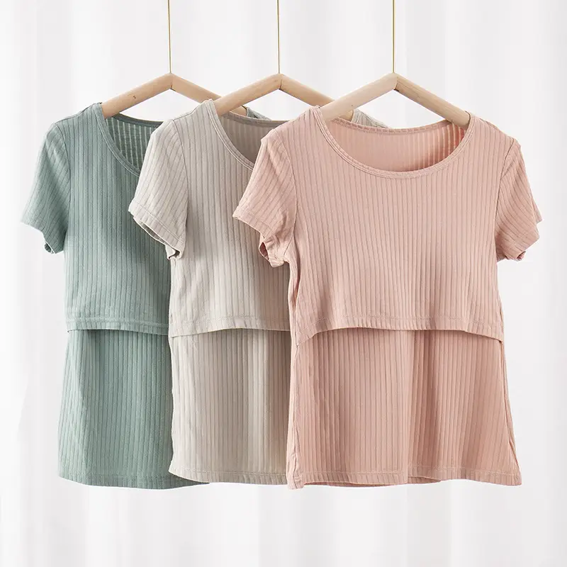 Pink Maternity T-Shirt with Breast Pads, Bra-Free, Breathable - Image 12