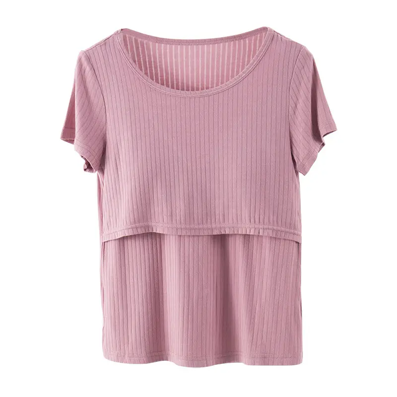 Pink Maternity T-Shirt with Breast Pads, Bra-Free, Breathable - Image 14