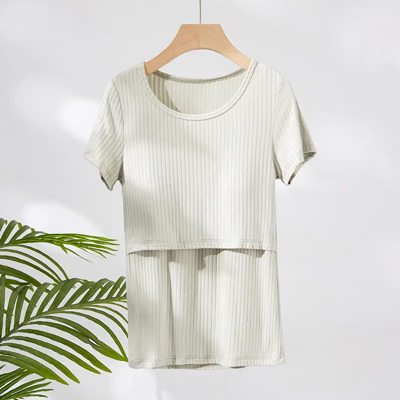 Pink Maternity T-Shirt with Breast Pads, Bra-Free, Breathable - Image 4