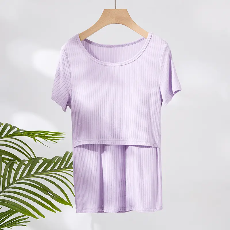 Pink Maternity T-Shirt with Breast Pads, Bra-Free, Breathable - Image 8