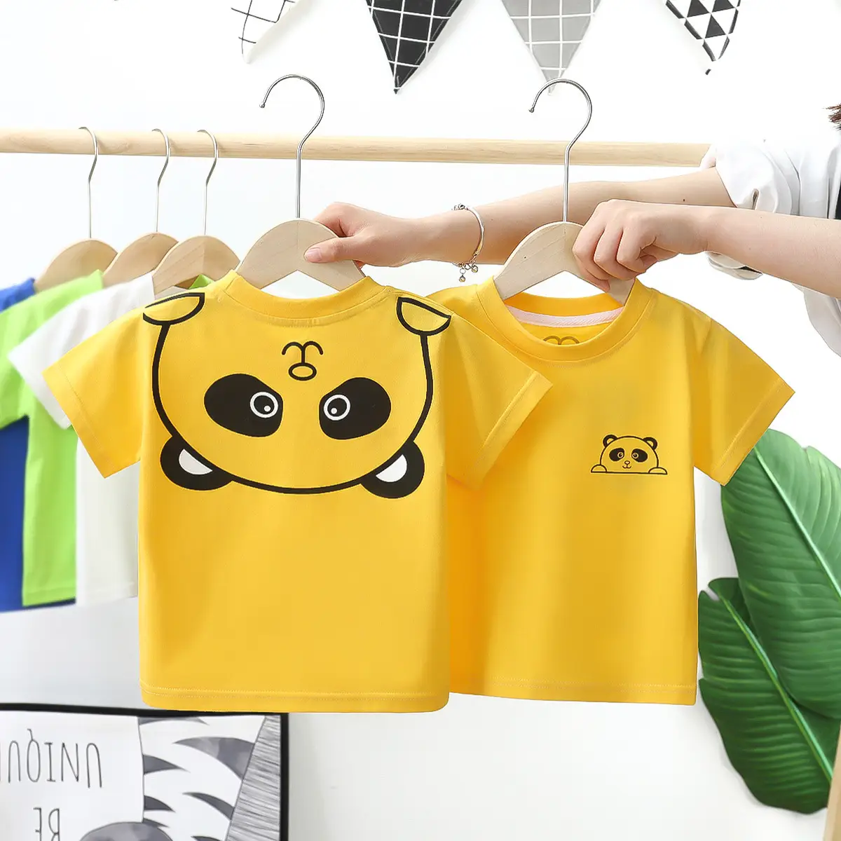 Cute Panda Print Cotton T-Shirt White