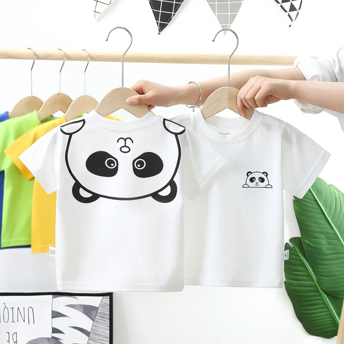 Cute Panda Print Cotton T-Shirt White