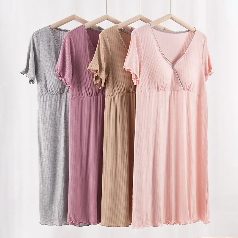 Maternity V-Neck Long Skirt with Built-In Pads - Image 11