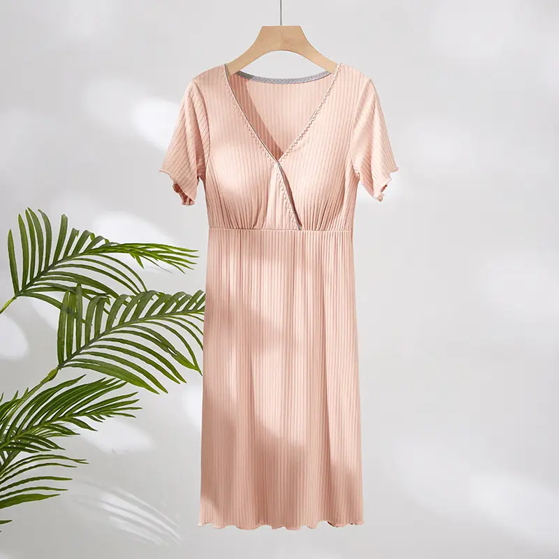 Maternity V-Neck Long Skirt with Built-In Pads - Image 14