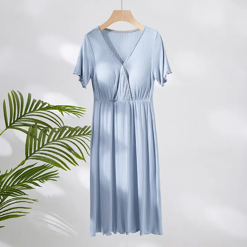 Maternity V-Neck Long Skirt with Built-In Pads - Image 3