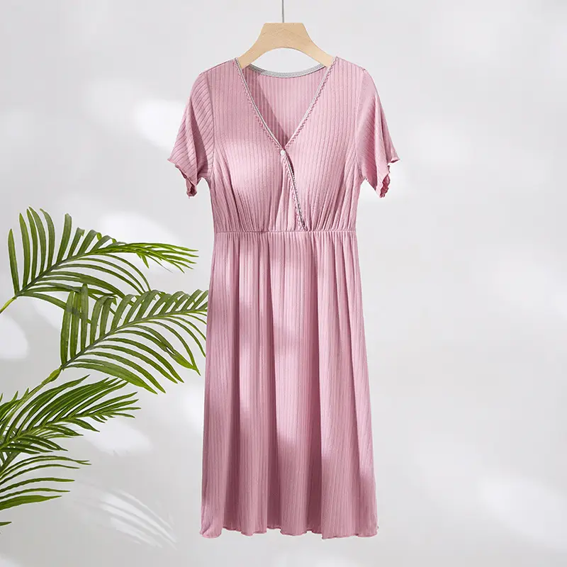 Maternity V-Neck Long Skirt with Built-In Pads - Image 5
