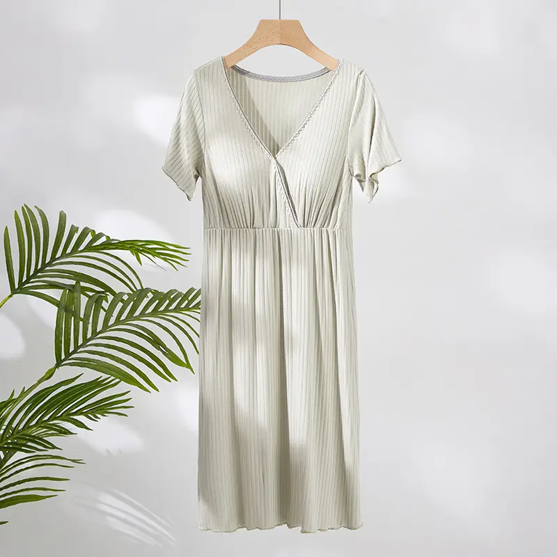 Maternity V-Neck Long Skirt with Built-In Pads - Image 7