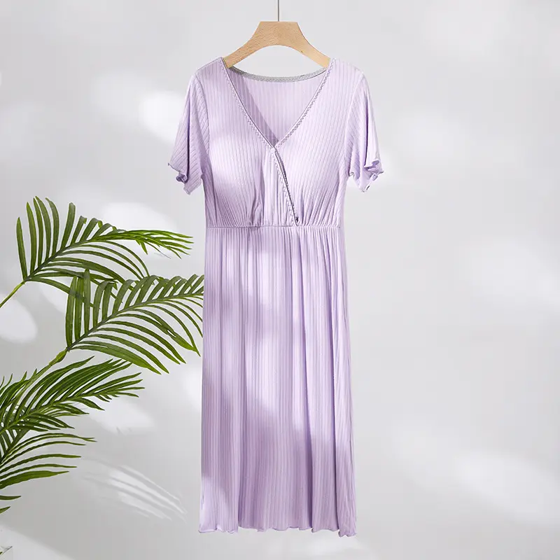 Maternity V-Neck Long Skirt with Built-In Pads - Image 9
