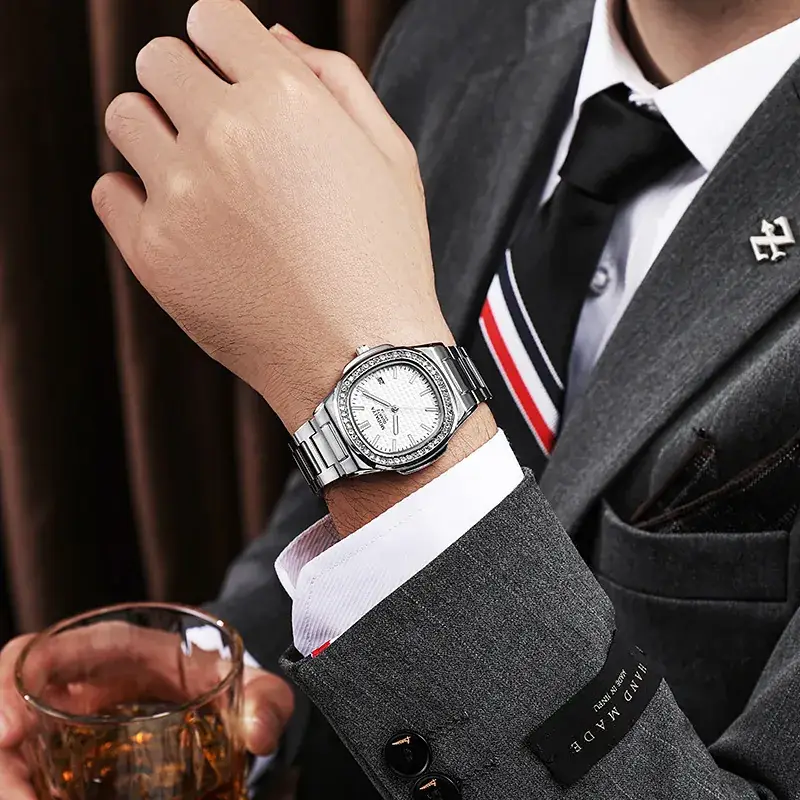 Square Steel Strap Luxury Quartz Watch for Men - Image 10