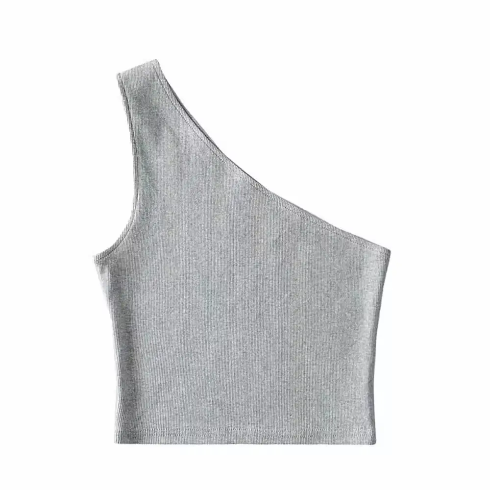 Grey Sleeveless Shoulder Vest Women's - Image 12