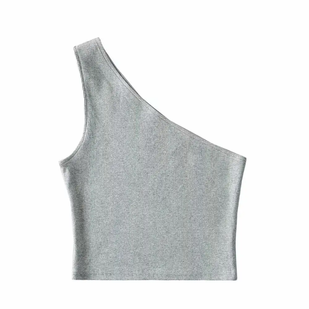 Grey Sleeveless Shoulder Vest Women's - Image 2