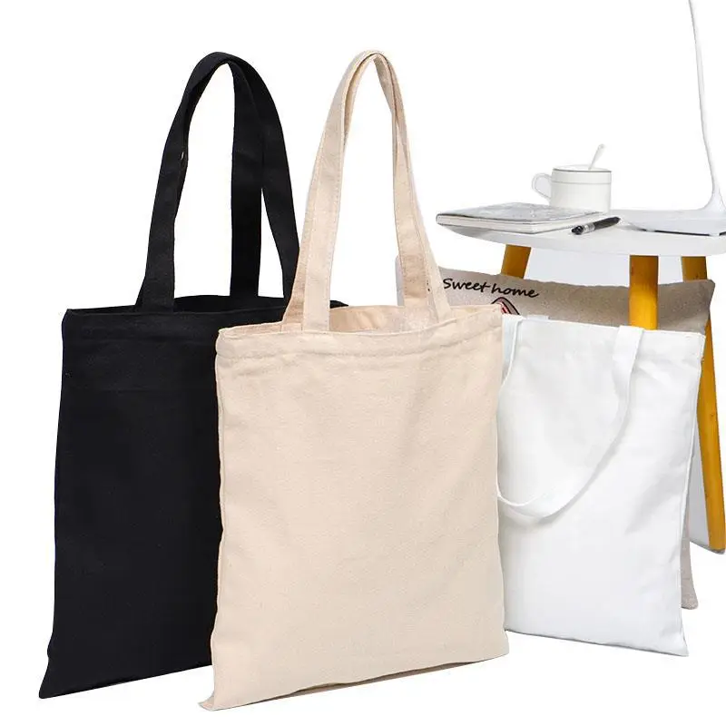 DIY Canvas Tote Bags Black White Cream Customizable - Image 3