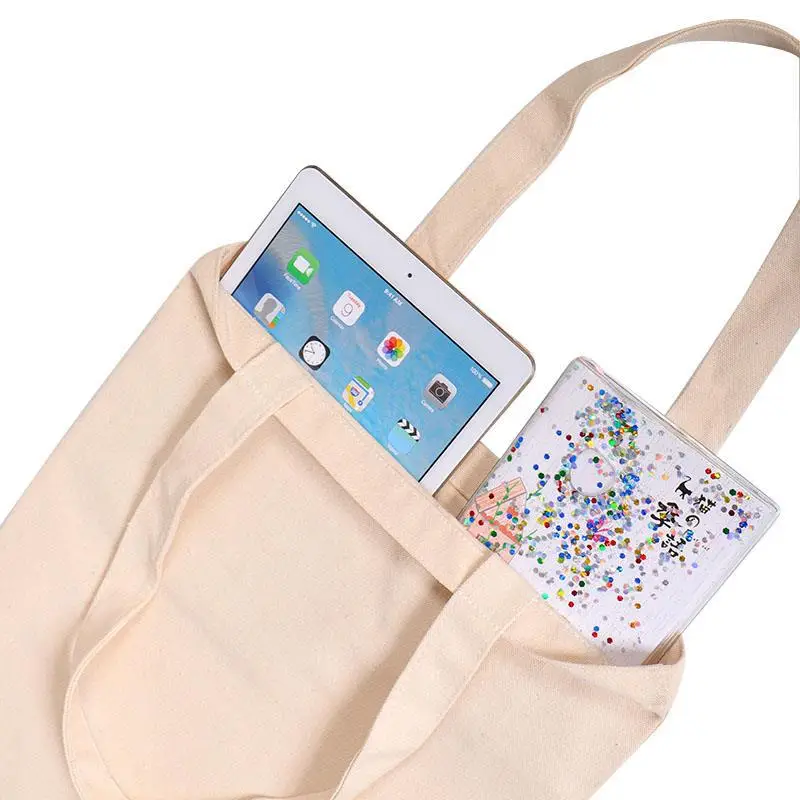 DIY Canvas Tote Bags Black White Cream Customizable - Image 5
