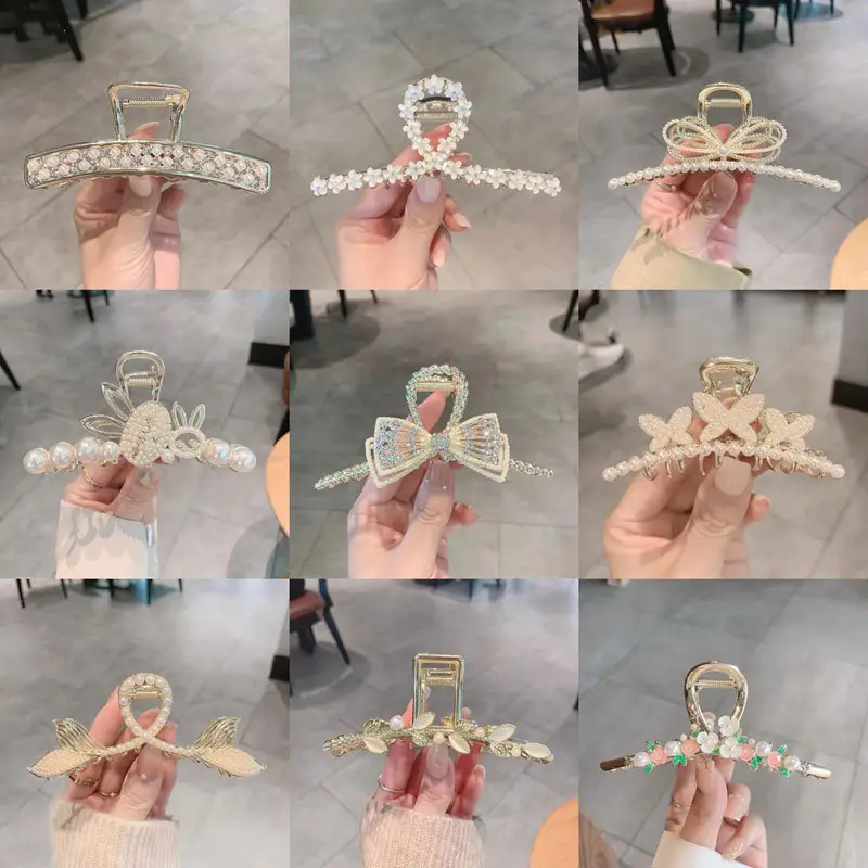 Elegant Butterfly Hair Clip with Pearl & Crystal Design