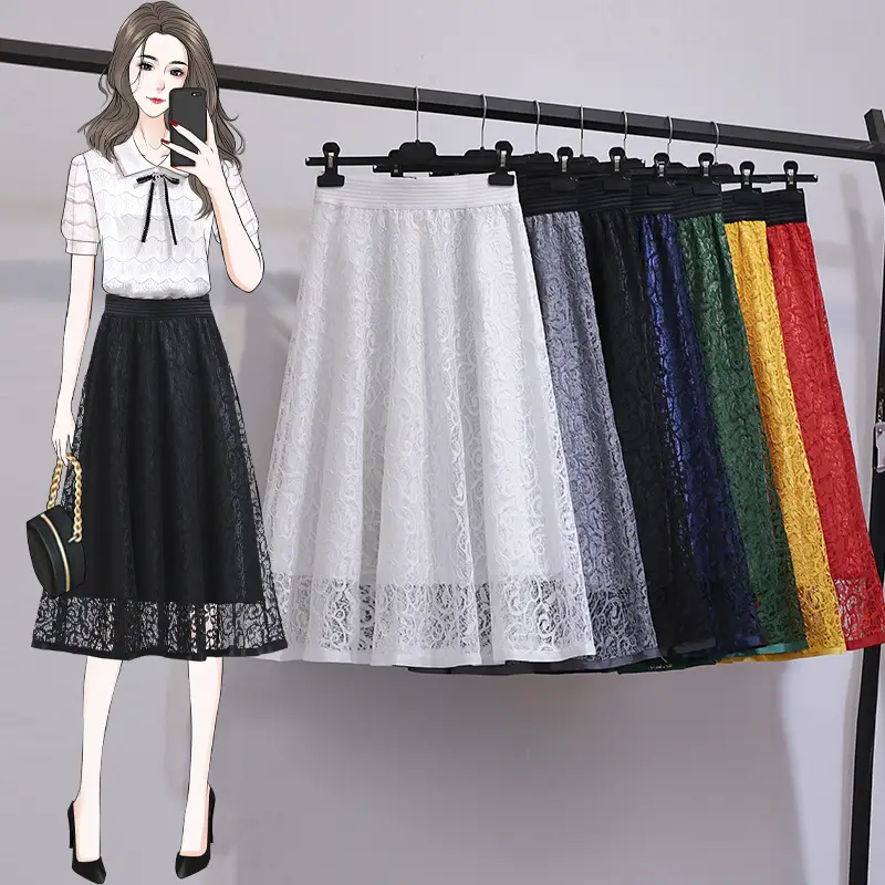 Spring Gauze Skirts White Black Blue Red Yellow - Image 7