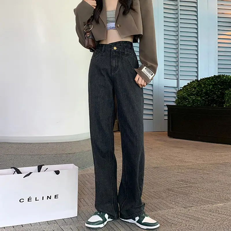 Women Loose Jeans Summer 2022 Wide Leg Straight Fit
