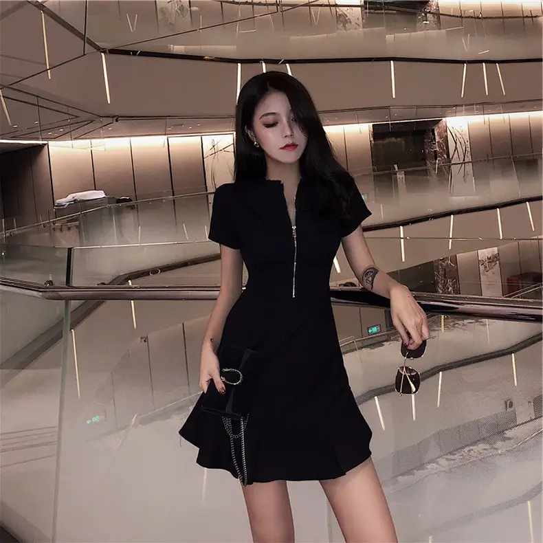 Women's Yellow Ruffled Dress Lazy Style Slimming 2024 - Image 4