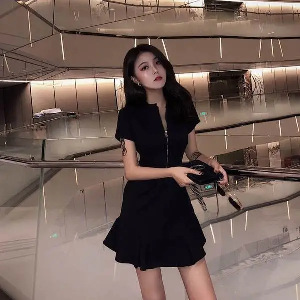 Women's Yellow Ruffled Dress Lazy Style Slimming 2024 - Image 2