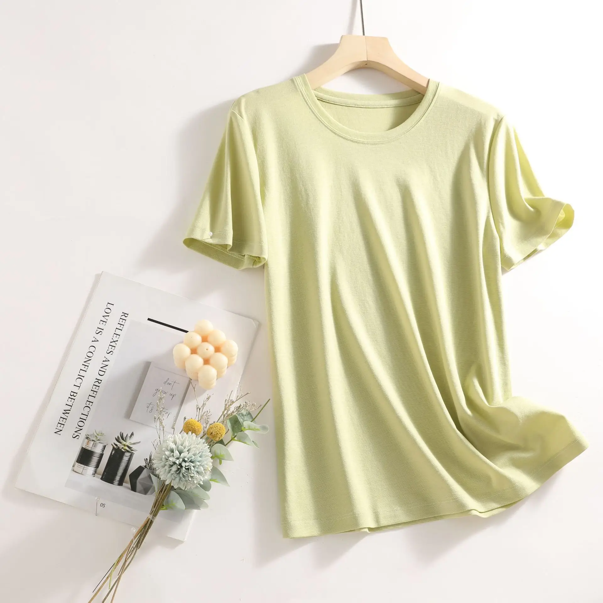 Women V-Neck Silk T-Shirt Lavender Round Neck - Image 19
